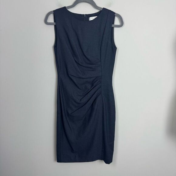 MAXMARA | Navy Sleeveless Dress Ruched Waist Detail Made in Italy Women’s Size M - Picture 1 of 7